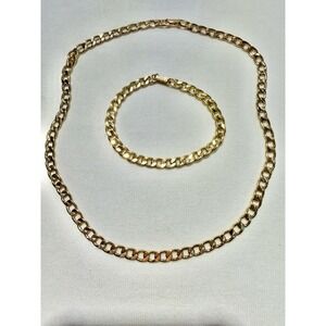Avon Substantial Chain Link 18" Necklace Gold Tone & 8" Bracelet VGC